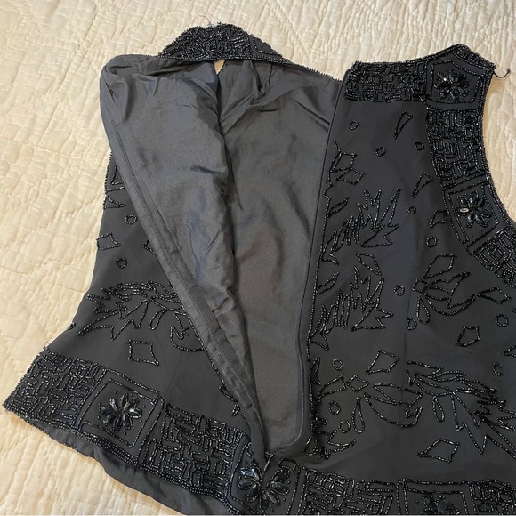 Vintage 90s y2k J Kara Sleeveless Black beaded Formal Top L - Picture 9 of 10